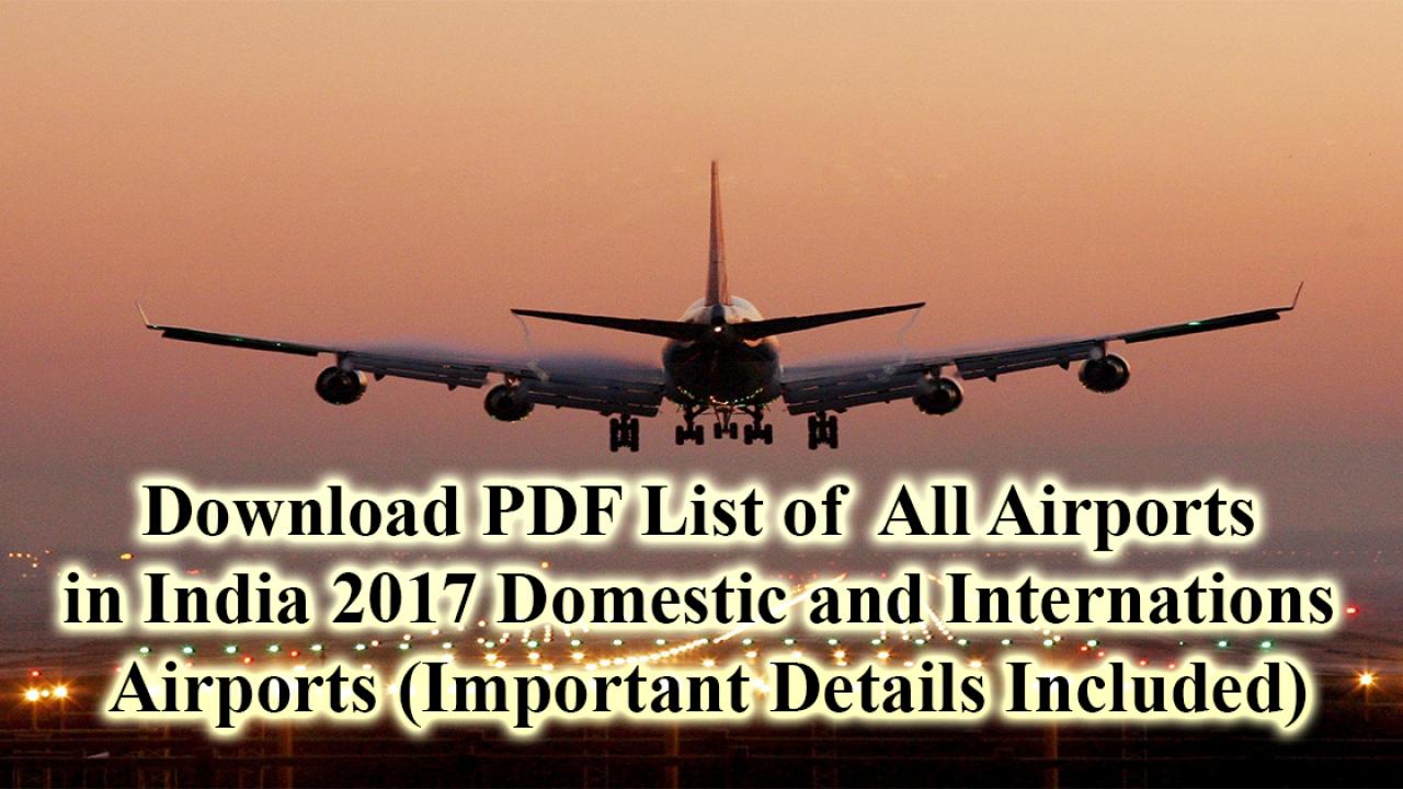 List of all Airports in India PDF - Cracku