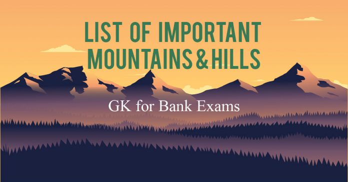 List of Mountains in India PDF - Hill stations in India