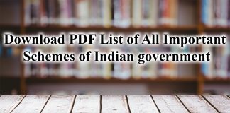 List of all schemes of Indian government pdf