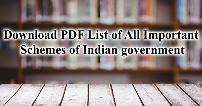 List of all schemes of Indian government pdf