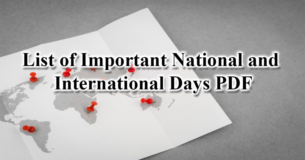 Important National and International Days PDF Cracku