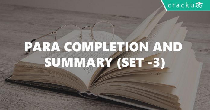 Para Completion and Summary Questions for CAT Set-3