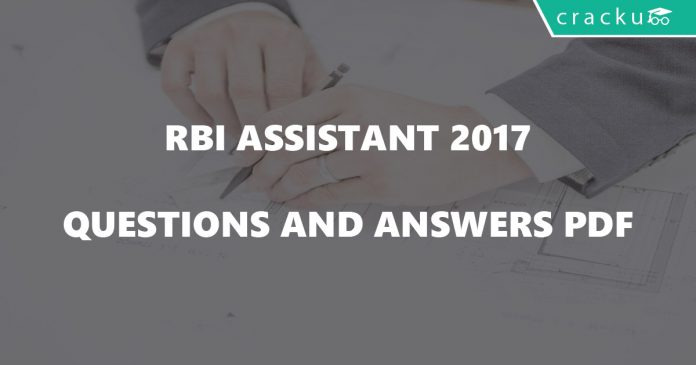 RBI Assistant exam Questions and Answers PDF 2017 prelims and mains
