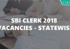 SBI Clerk 2018 Vacancies Statewise