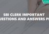 SBI Clerk Important Questions and Answers PDF 2018