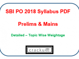 SBI PO 2018 Syllabus Prelims Mains PDF -exam pattern