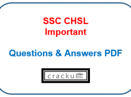 SSC CHSL Important questions and answers PDF