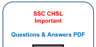 SSC CHSL Important questions and answers PDF