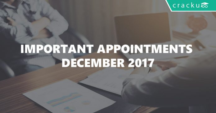 Important Appointments December 2017