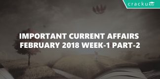 Important Current Affairs February 2018 Week-1 Part-2