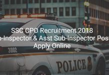 SSC CPO Recruitment 2018 – 1223 SI & ASI Posts – Apply Online