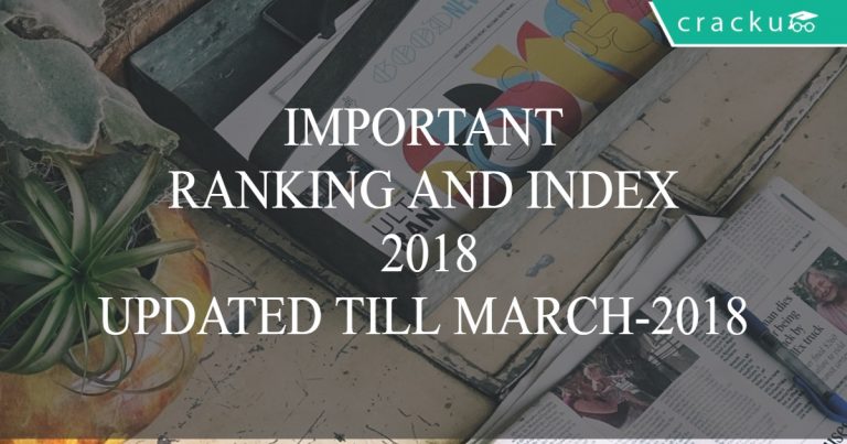 India's Ranking in Different Indexes 2018 PDF - Latest list - Cracku