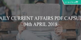 current affairs capsule 04th april 2018