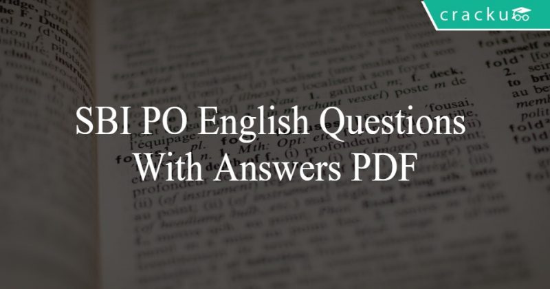 SBI PO English Questions With Answers PDF - Cracku