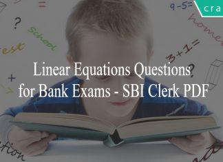Linear Equations Questions for Bank Exams - SBI Clerk PDF