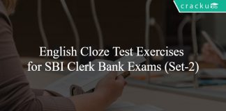 English Cloze Test Exercises for SBI Clerk Bank Exams (Set-2)