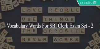 English Vocabulary words for SBI Clerk bank exam