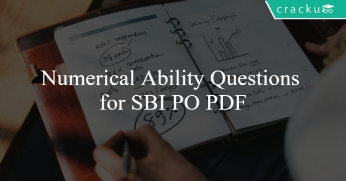 Numerical Ability Questions for SBI PO PDF