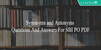 Synonyms and Antonyms Questions And Answers For SBI PO PDF