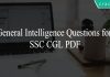General Intelligence Questions for SSC CGL PDF