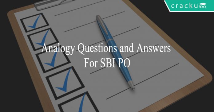 analogy questions and answers for SBI Clerk po