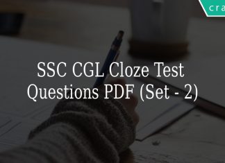 SSC CGL Cloze Test Questions PDF (Set - 2)