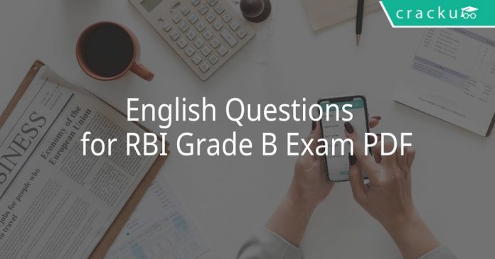 English Questions for RBI Grade B Exam PDF
