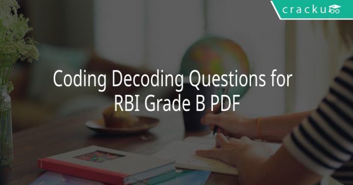 Coding Decoding Questions for RBI Grade B PDF