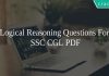 Logical Reasoning Questions For SSC CGL PDF