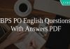 IBPS PO English Questions With Answers PDF