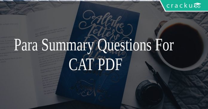 Para Summary Questions For CAT PDF