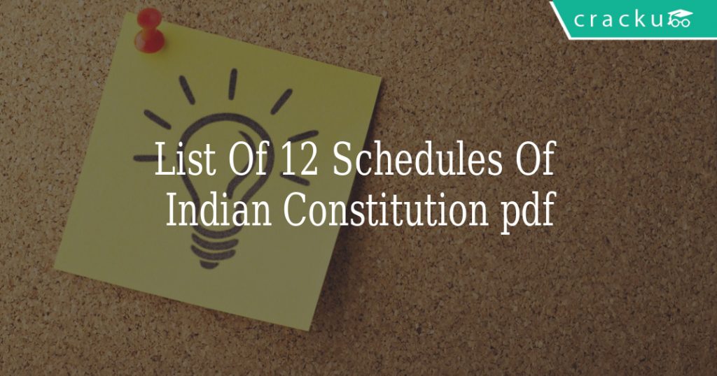 List Of Schedules Of Indian Constitution Pdf Cracku