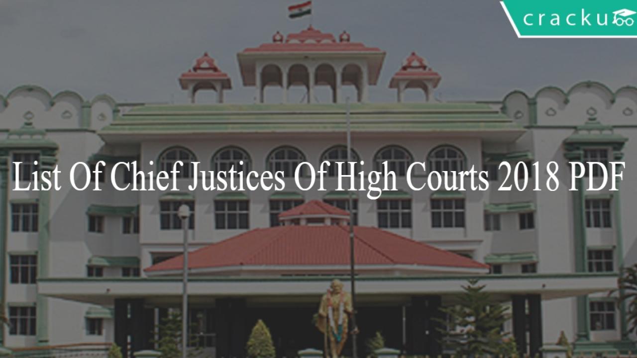 List of chief justice of high court sale