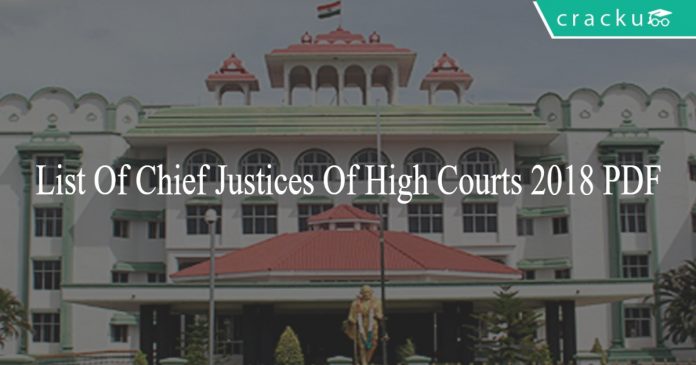 list of chief justices of high courts 2018 pdf