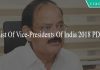  List Of Vice-presidents Of India 2018 PDF.