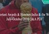Important Awards & Honours India & the World July-October 2018 Q&A PDF
