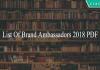 List Of Brand Ambassadors 2018 PD