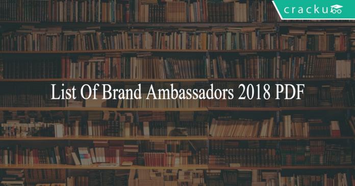 List Of Brand Ambassadors 2018 PD