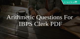 Arithmetic Questions For IBPS Clerk PDF