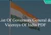 List Of Governors General & Viceroys Of India PDF