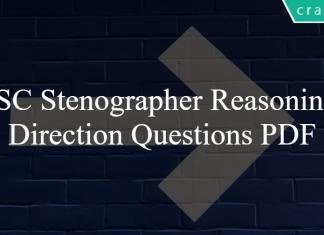 SSC Stenographer Reasoning Direction Questions PDF