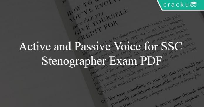 Active and Passive Voice for SSC Stenographer Exam PDF