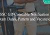 SSC GD Constable Recruitment Notification exam dates, exam pattern, vacancies, admit card