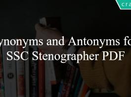 Synonyms and Antonyms for SSC Stenographer PDF