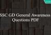 SSC GD General Awareness Questions PDF