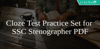 Cloze Test Practice Set for SSC Stenographer PDF
