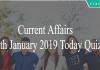 Current Affairs 18th January 2019 Today Quiz