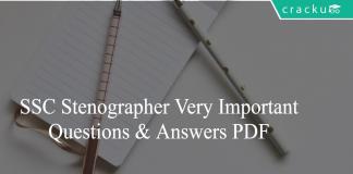 SSC Stenographer Important Questions and Answers PDF