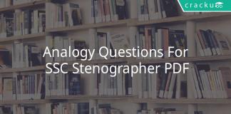 analogy questions for ssc stenographer questions pdf