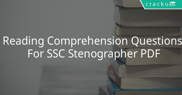 Reading Comprehension Questions For SSC Stenographer PDF - Cracku